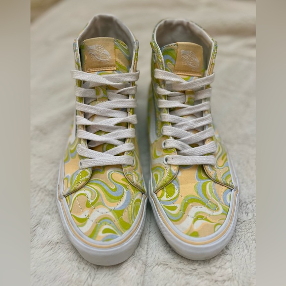 🛹 Vans Sk8-Hi Tapered Swirl Skate Shoes - Lime green, Blue, Yellow & White - Picture 4 of 8